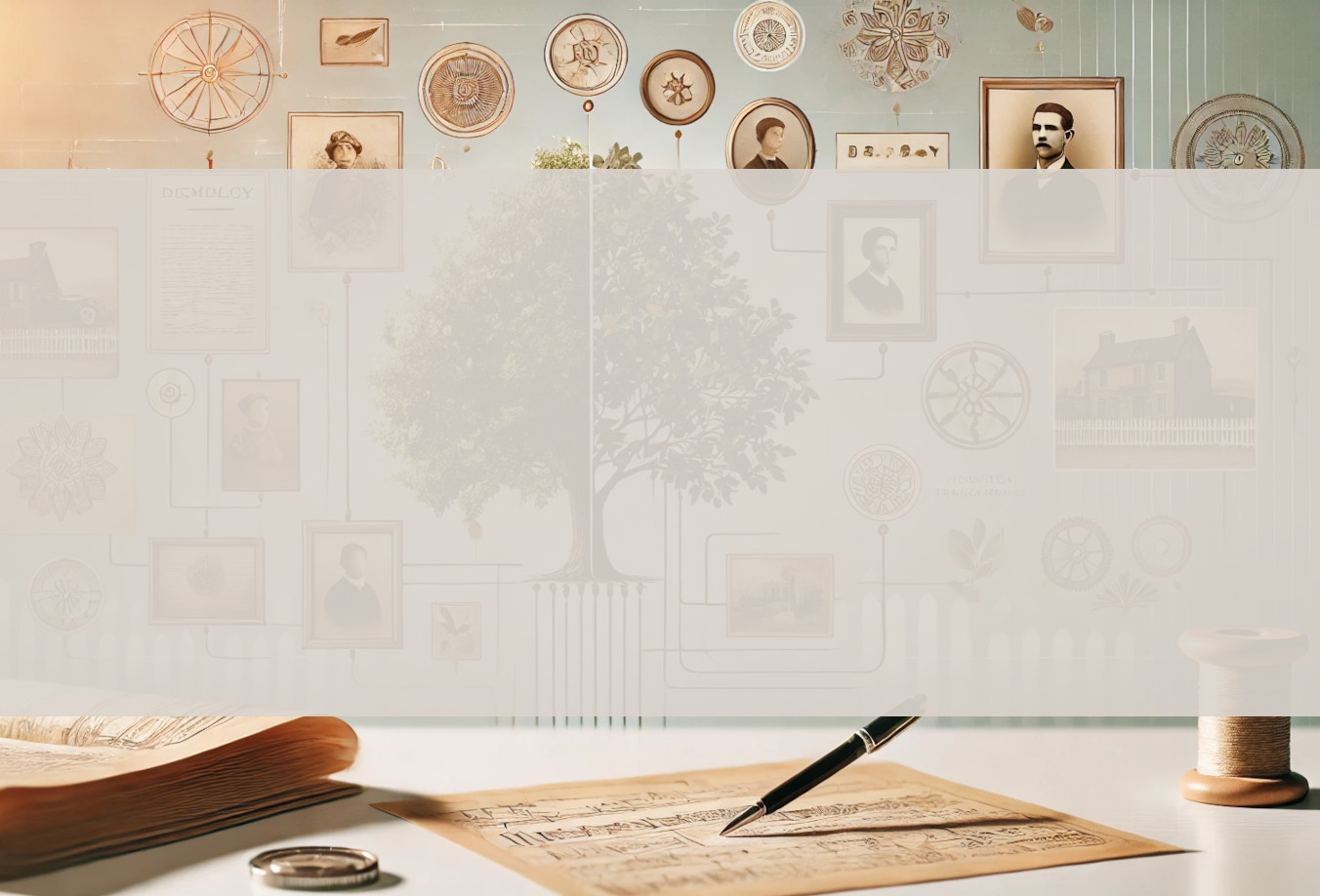 Investigación de historia familiar mexicana — árbol genealógico y documentos históricos de investigación genealógica.